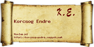Korcsog Endre névjegykártya
